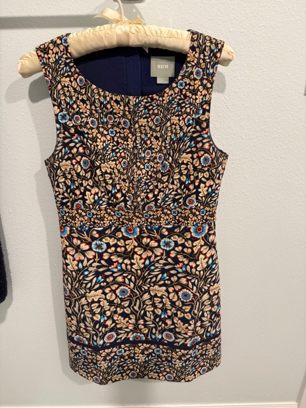 Maeve Navy Floral Mini Dress with Cream and Blue Accents